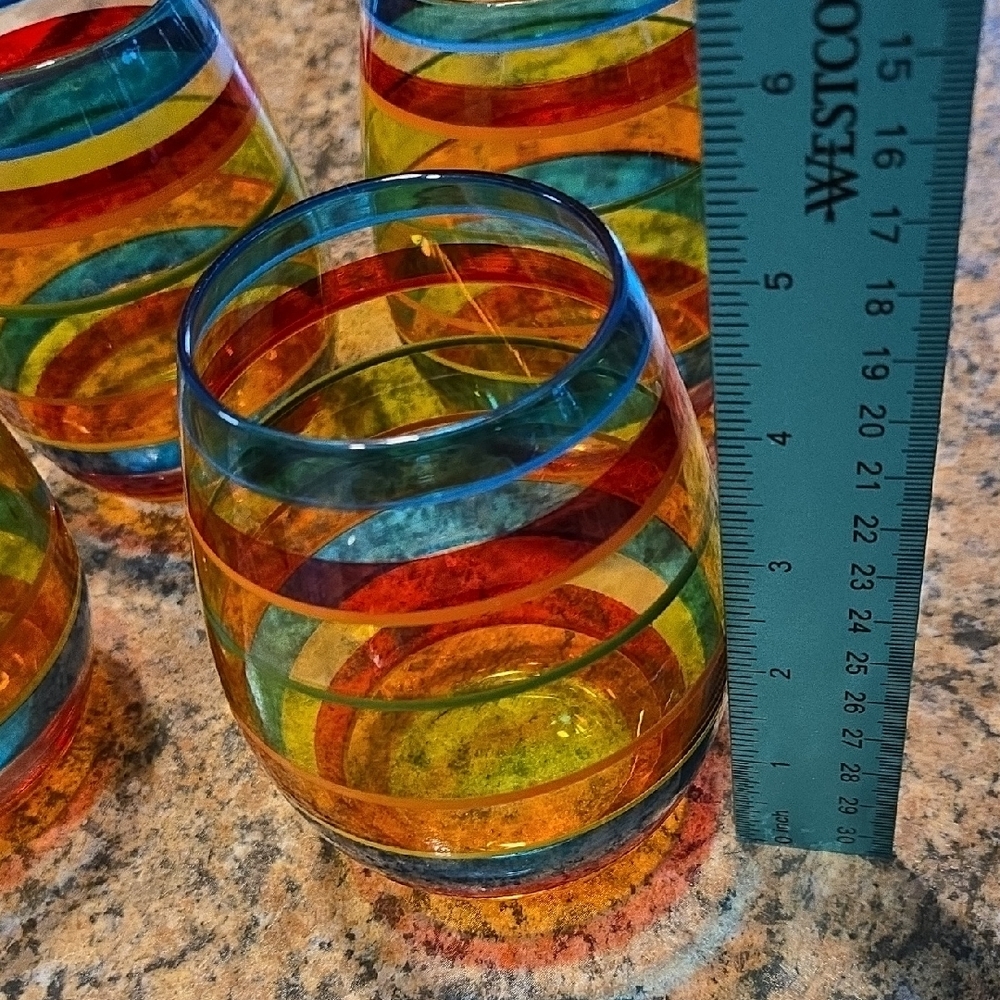 Colorful Striped Glass Tumblers Set - Picture 3 of 4